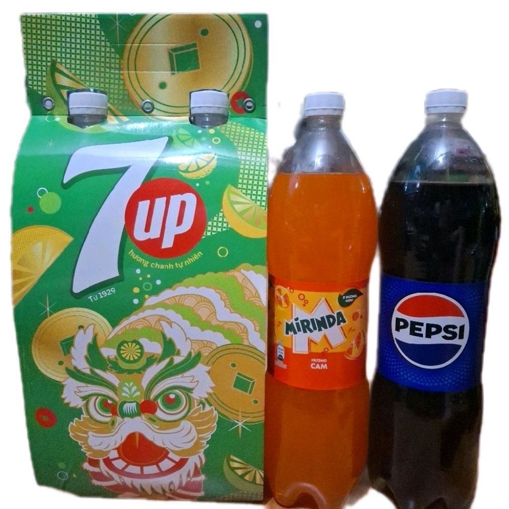 combo 2cặp quà tết nước ngọt pepsi và mirinda hương cam gắng kết yêu thương(cặp 2chai 1.500ml )đậm đ