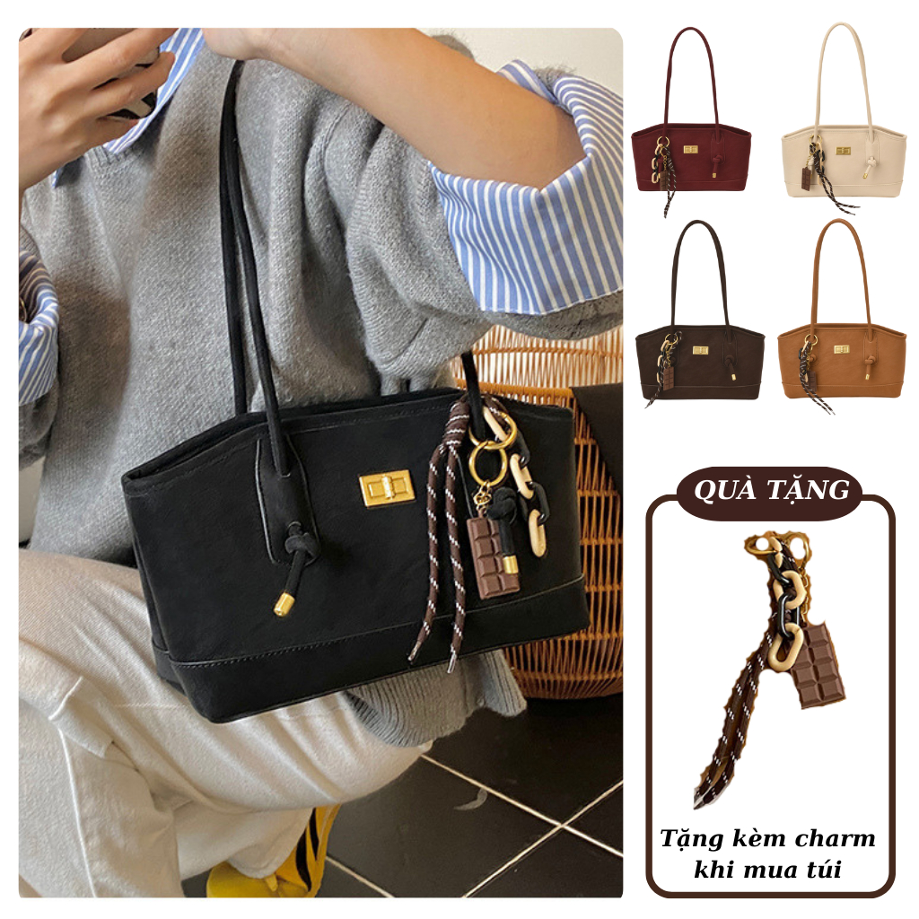 Túi tote nữ YUMI túi xách tay đeo vai chất da lộn size 34cm phong cách trẻ trung MK371
