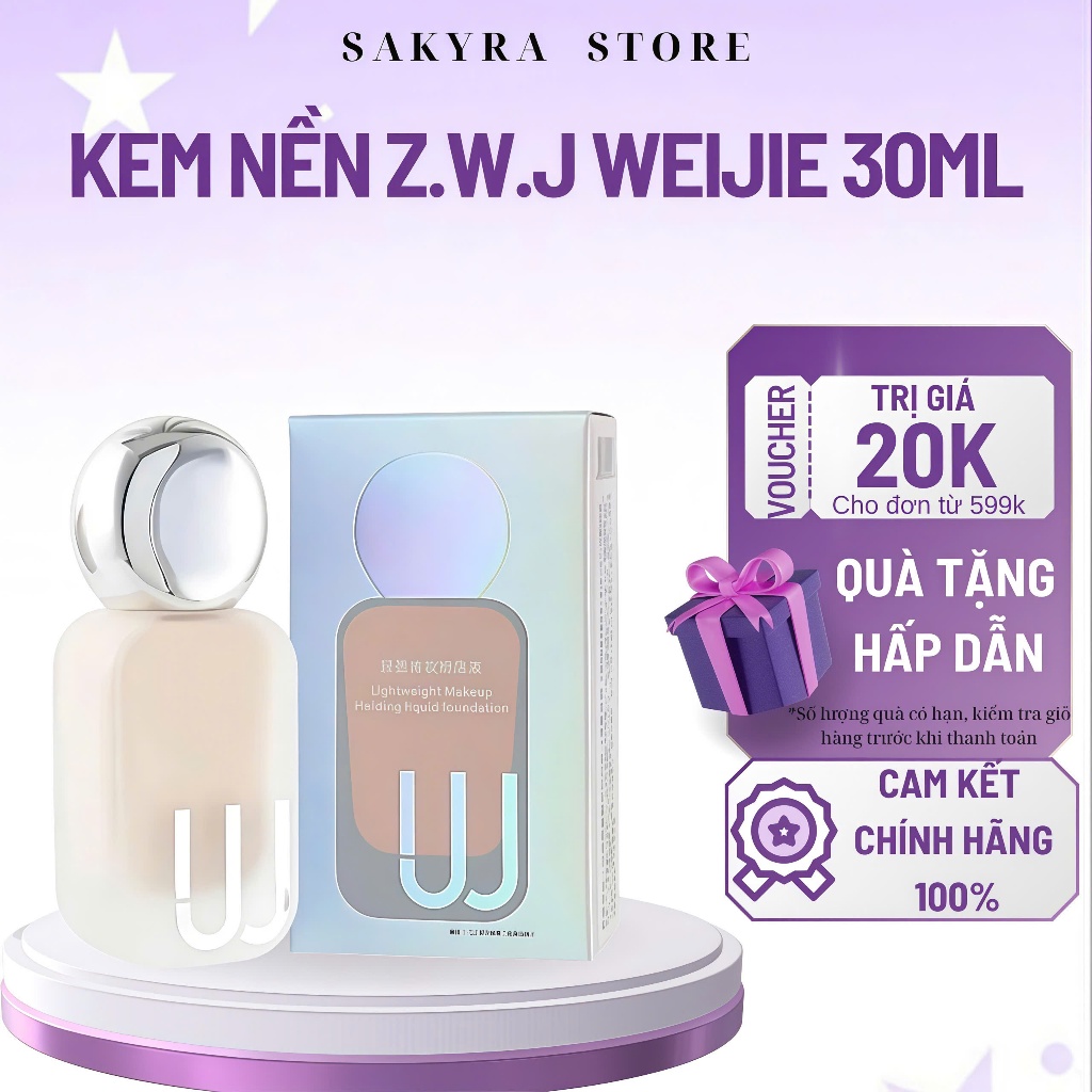 Kem nền, kem lót Z.W.J Weijie 30ml cho lớp nền mỏng nhẹ tự nhiên, chống thấm nước, kiểm soát dầu