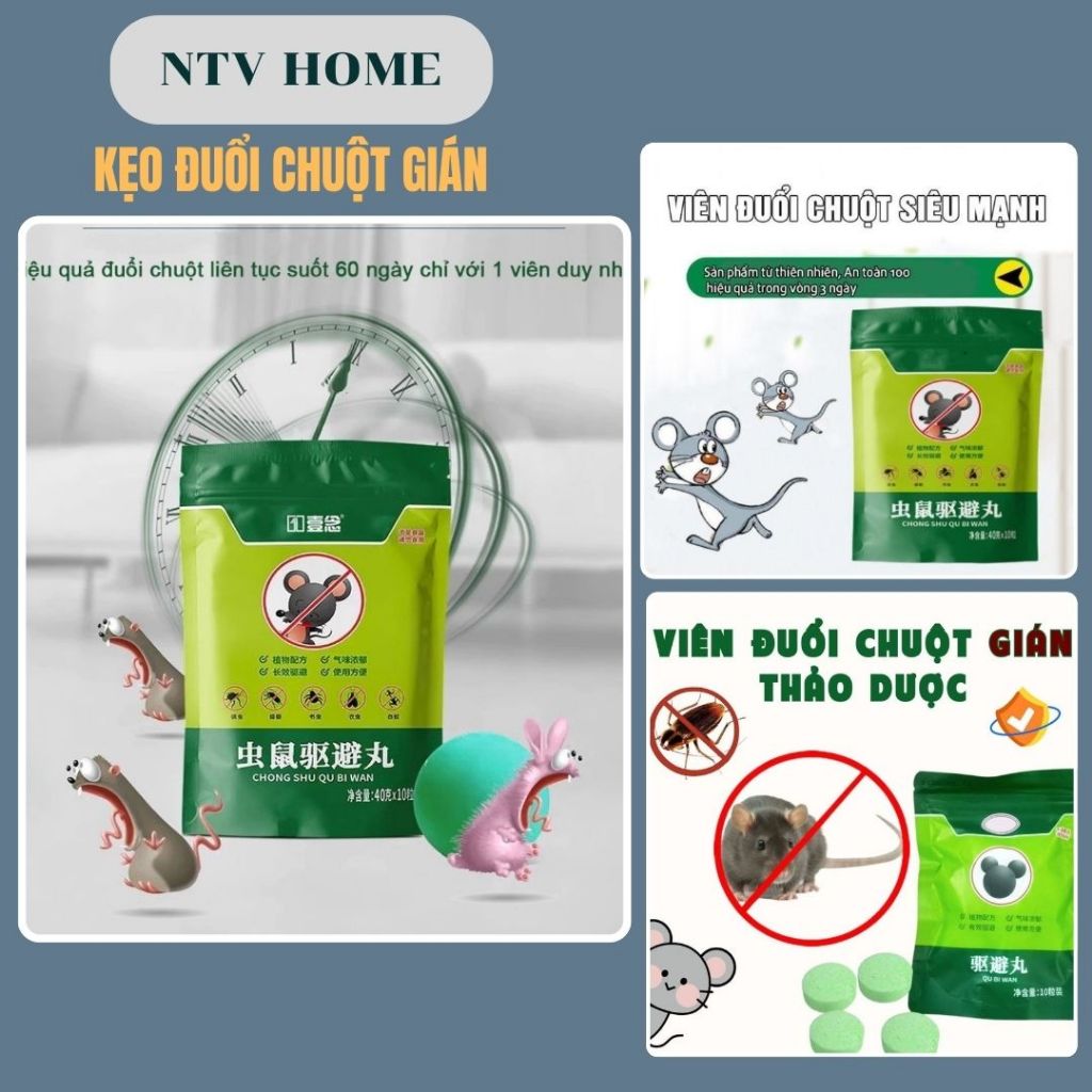 NTV HOME Viên Đuổi Chuột Băng Phiến, Đuổi Chuột, GIÁN Siêu Mạnh, Viên Đuổi Chuột Thảo Dược An Toàn