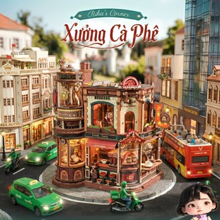 Mô Hình Nhà Búp Bê Gỗ DIY Xưởng Cà Phê | Tự Lắp Ráp | Mua 1 Tặng 3 Gói Mù ☕