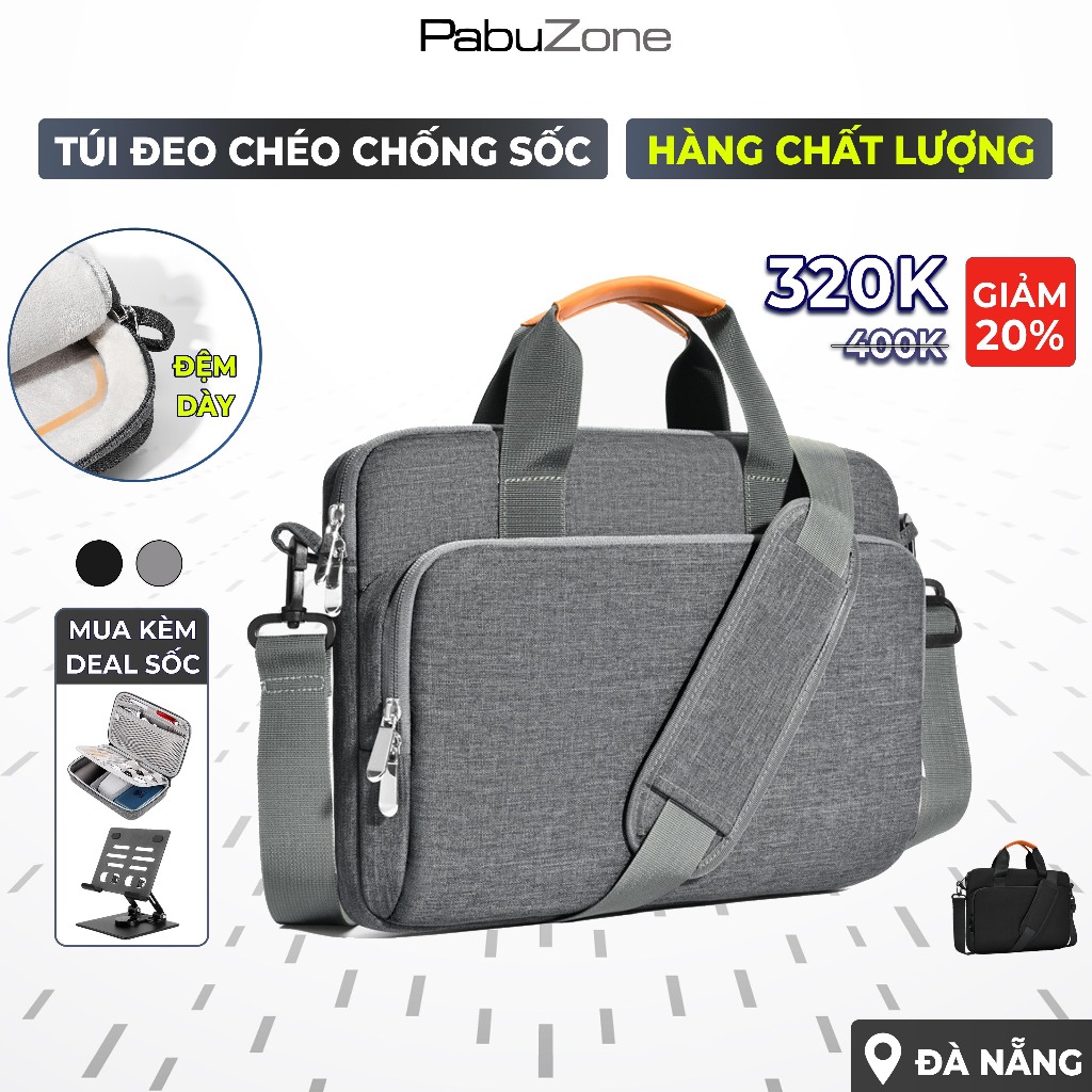 Túi Đeo Chéo Đựng Laptop MacBook Chống Sốc PabuZone Nhỏ Gọn, Bảo Vệ Cho Laptop 13", 14", 15", 16"