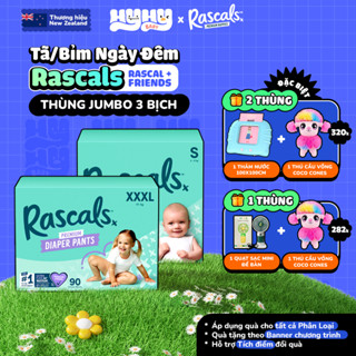   THÙNG 3 BỊCH  Tã Bỉm Rascal + Friends Cao Cấp NewZealand  Bỉm Rascals Dán & Quần Chính Hãng Đủ Size Cho Em Bé 