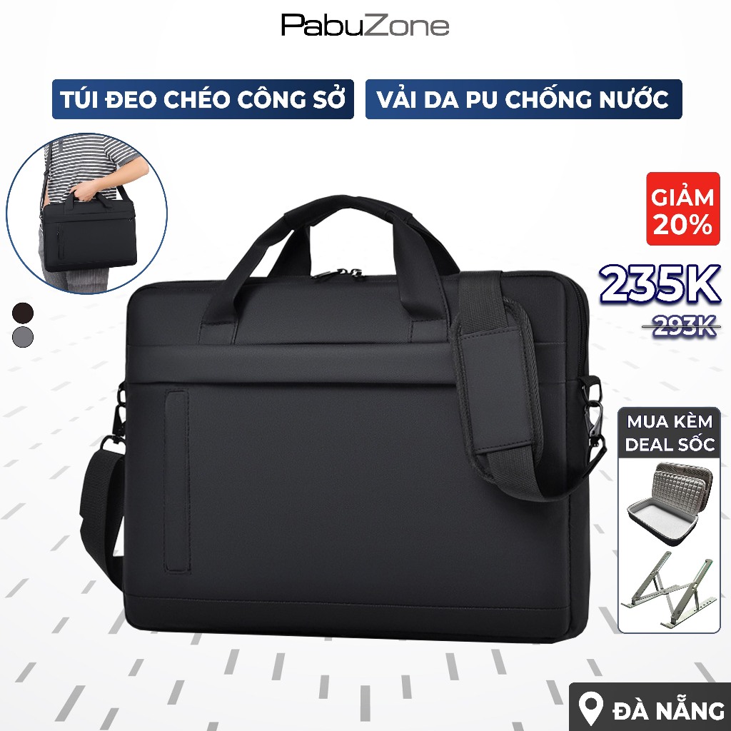 Túi Da PU Đựng Laptop 15.6 Inch Tài Liệu A4 Cặp Đựng Đi Chơi Đi Làm Đeo Chéo To Túi Xách Nam XYTXT3