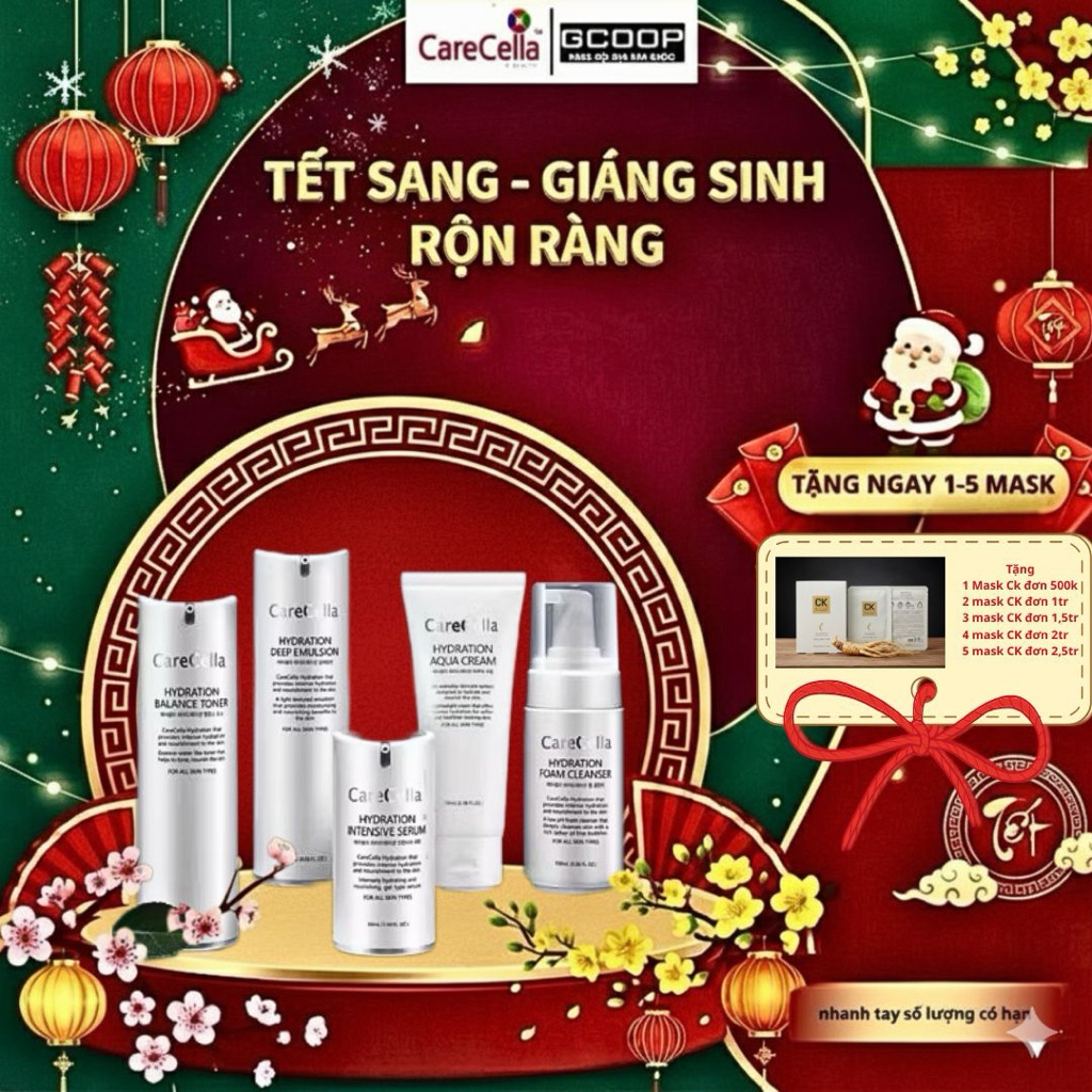 Bộ Dưỡng Da CareCella Hàn Quốc - Set 5 Sản Phẩm Dưỡng Da Cơ Bản CareCella Hydration Gcoop Carecella