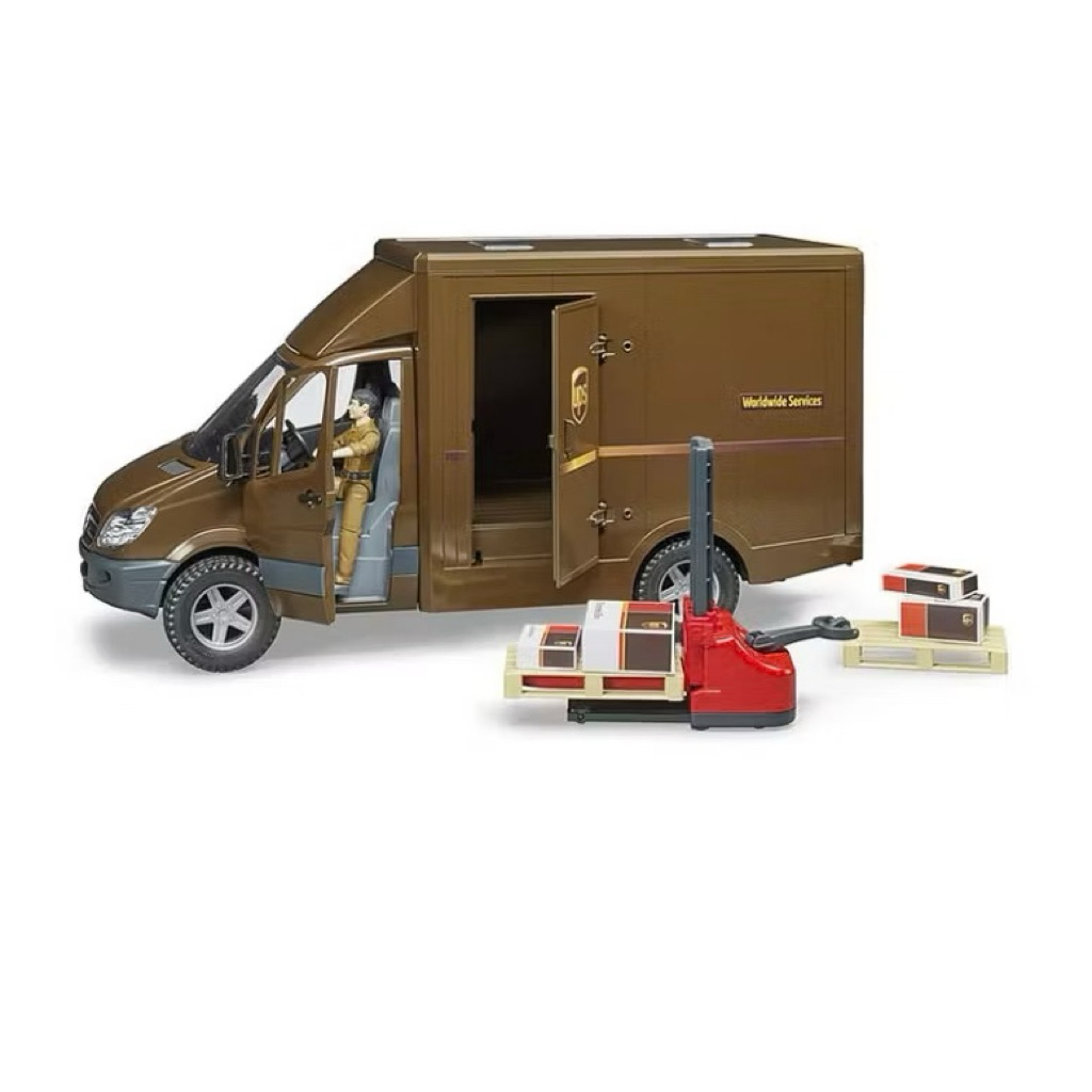 Mô hình xe 1:16 BRUDER UPS ( tặng kèm xe nâng đỏ) chính hãng 2nd