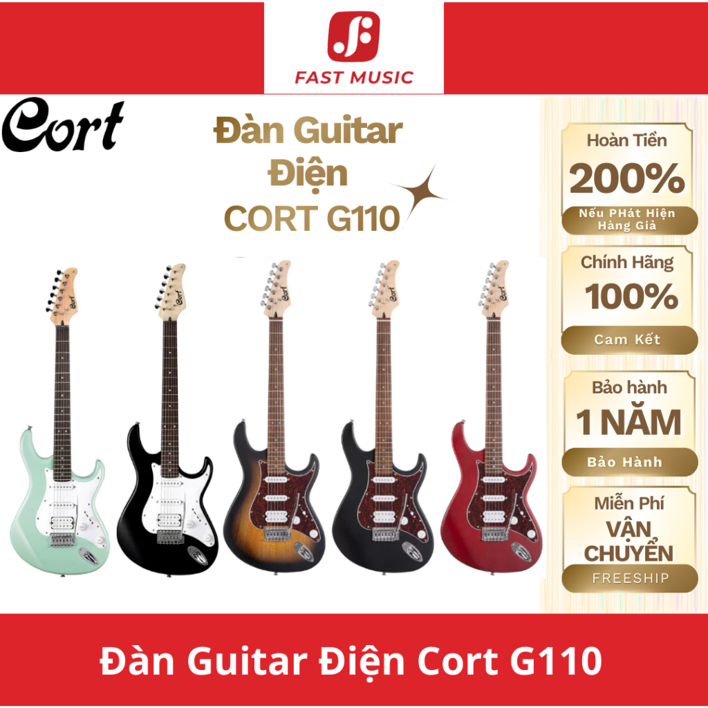 Đàn Guitar Điện Cort G110 Stratocaster HSS Chính Hãng Tặng Kèm Phụ Kiện