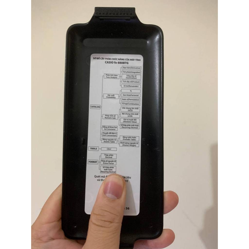 Miếng dán công thức nắp máy casio 880 BTG chuẩn của công ty, dán nắp máy tính 570vnplus kèm pin tua 
