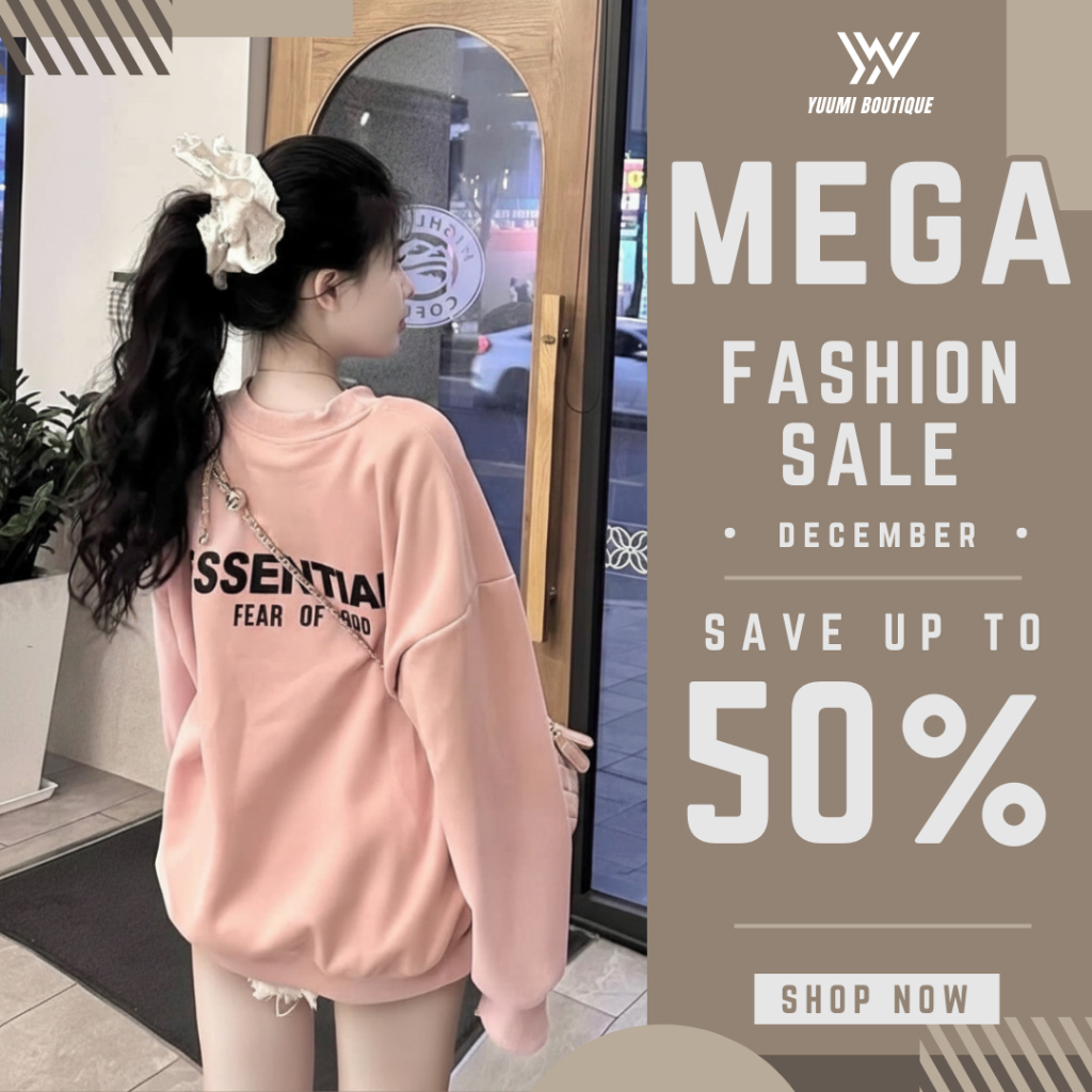 Áo Sweater Nữ Nỉ Bông Essential Form Rộng, Áo Len Nỉ Ấm Mùa Đông, Sweater Nữ Basic Dày Dặn Hot Trend