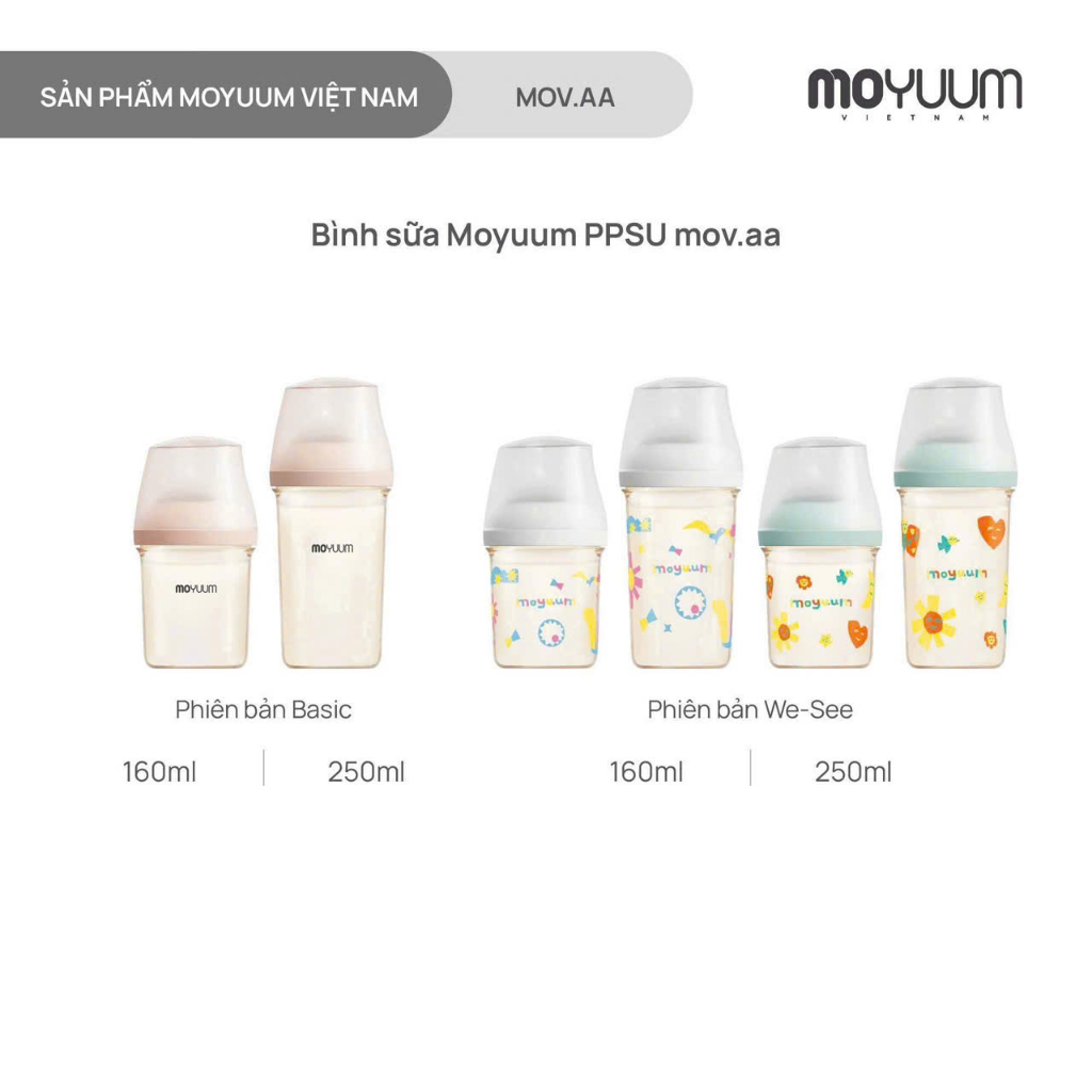 Bình sữa Moyuum PPSU Mov.aa mới nhất 2025