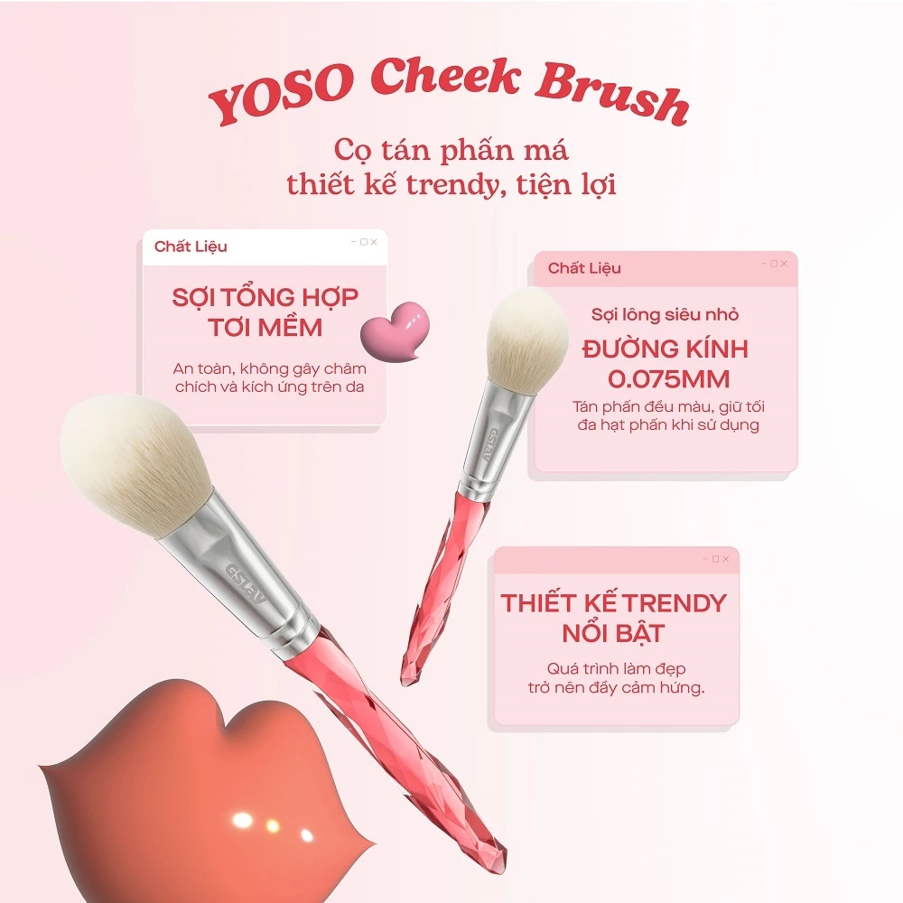 Cọ Má Hồng GSLAY YOSO Cheek Brush Lông Cọ Mềm Mượt, Tán Phấn Đều Màu 23,5g