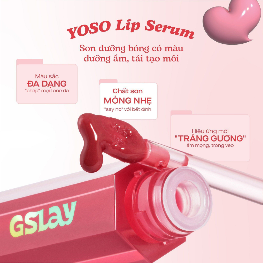 Son Dưỡng Môi Có Màu Dạng Bóng Tráng Gương GSLAY YOSO Lip Serum Thuần Chay 1ml