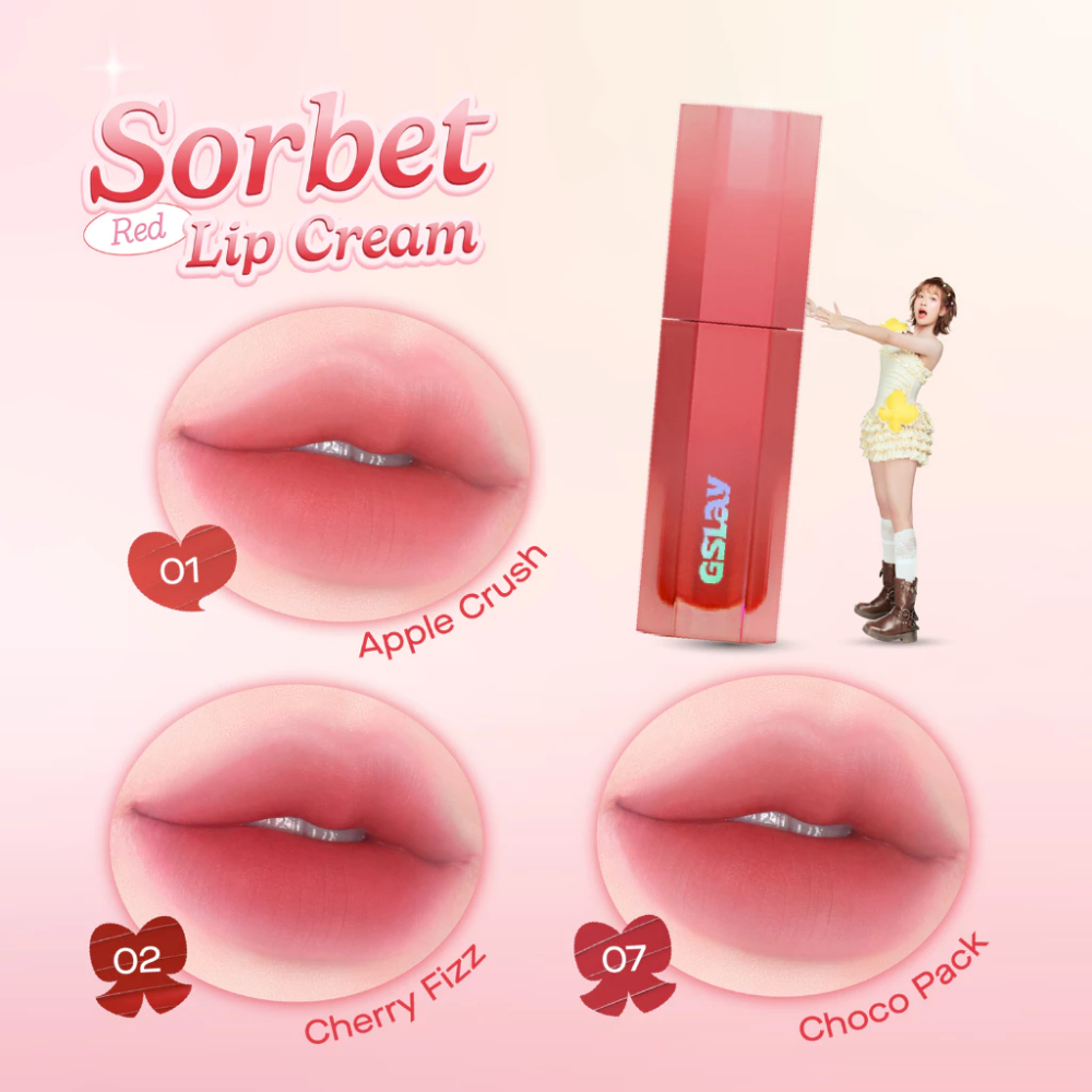 Son Kem Mịn Lì Thuần Chay GSLAY Sorbet Lip Cream Giữ Màu Lâu Trôi 4g