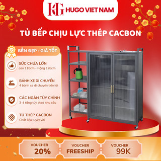  Tủ Bếp 4 Tầng Cao Cấp Kệ Bếp Chịu Lực Cao 3in1 Sang Trọng Phong Có Cánh Có Ngăn Tủ Màu Xám  Hàng Nhập Khẩu  