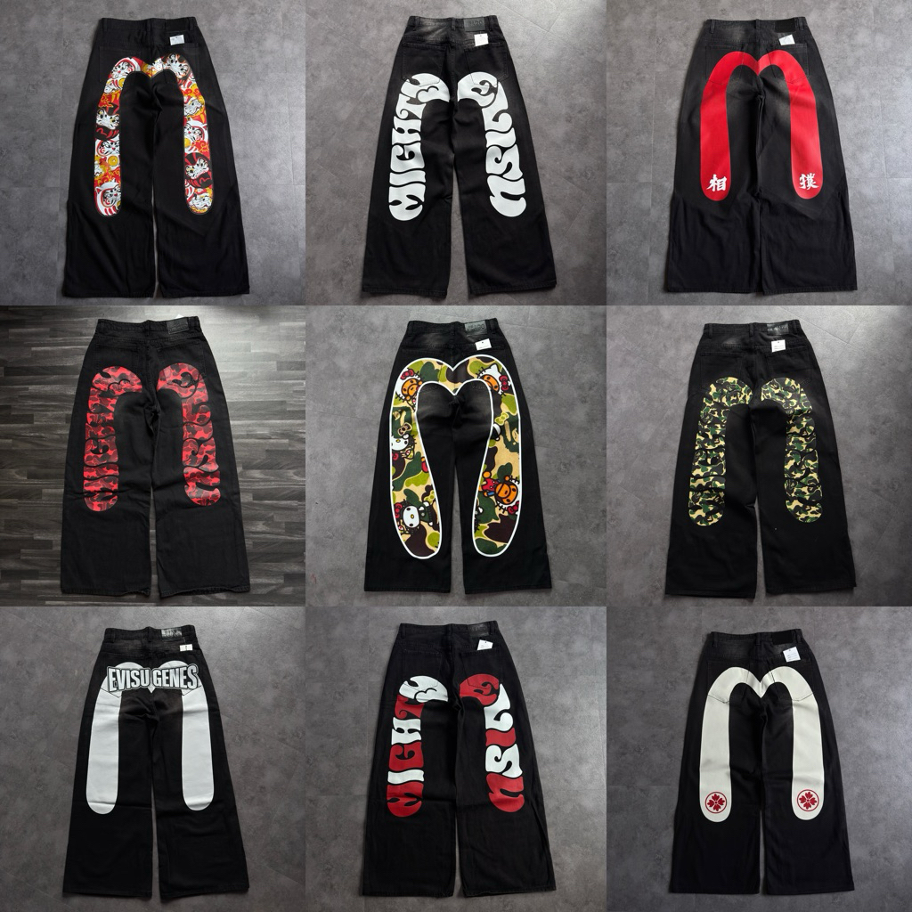 QUẦN JEAN CUSTOM E*VISU JAPAN, DENIM PANT STYLE NHẬT BẢN, VINTAGE, Y2K, BAGGY JEAN, CỔ ĐIỂN