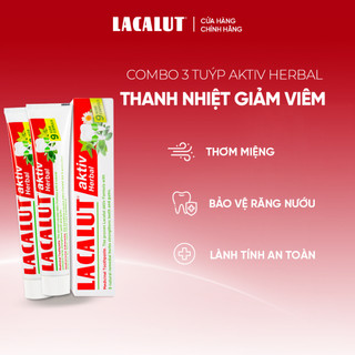 Combo TIẾT KIỆM 3 Tuýp Kem Đánh Răng LACALUT Aktiv Herbal 9 Loại Thảo Mộc 75ml