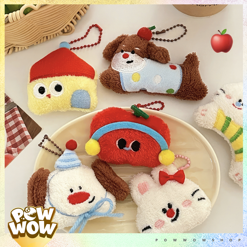 Móc Khóa Thú Bông Hình Thú Trái Cây Táo Apple Dog Rabbit Thỏ Chó Cún Cute - Phụ Kiện Treo Balo Nhiều