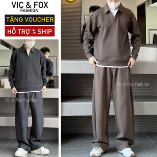  Bộ nỉ nam thu đông FOX|  Bộ thể thao nam dài tay Big Size 115kg|  Đồ bộ nam nỉ Hàn Đanh-Dày-KHÔNG XÙ 