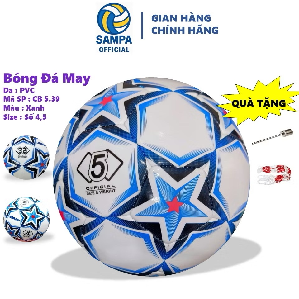Quả Bóng Đá Chính Hãng Bách Hiền Tiêu Chuẩn,Chất Liệu Da PU May 3 Lớp  Size Số 3 4 5 Tặng kim bơm