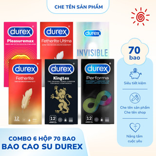  Combo 6 hộp 70 bao cao su Durex durex performa invisible pleasuremax kingtex fetherlite ultima 