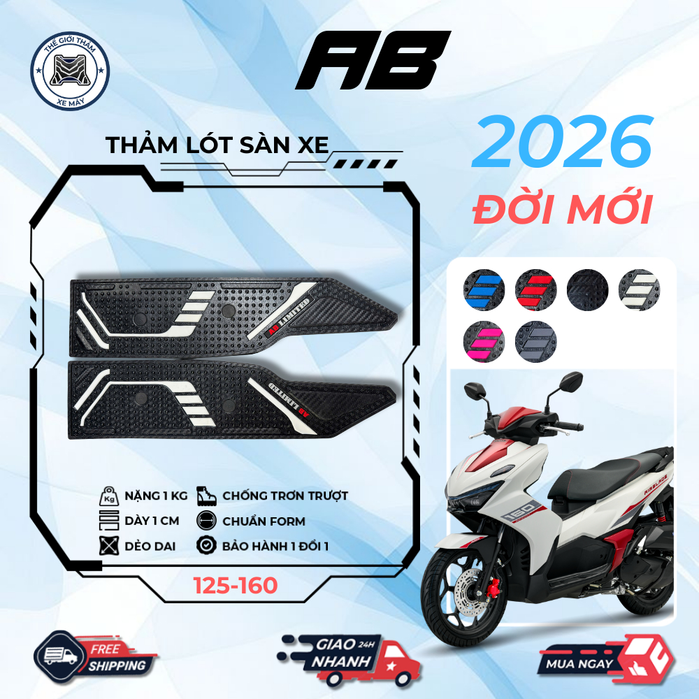 Thảm lót sàn xe AB đời mới 2026 chất liệu cao su cao cấp không gãy chống trợt cao