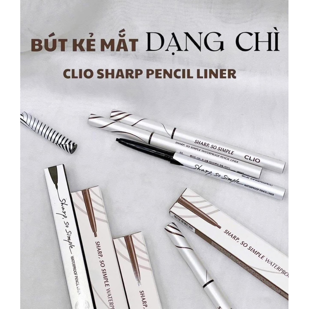 Chỉ kẻ mắt CLIO chống trôi Clio Sharp so Simple Waterproof Pencil Liner