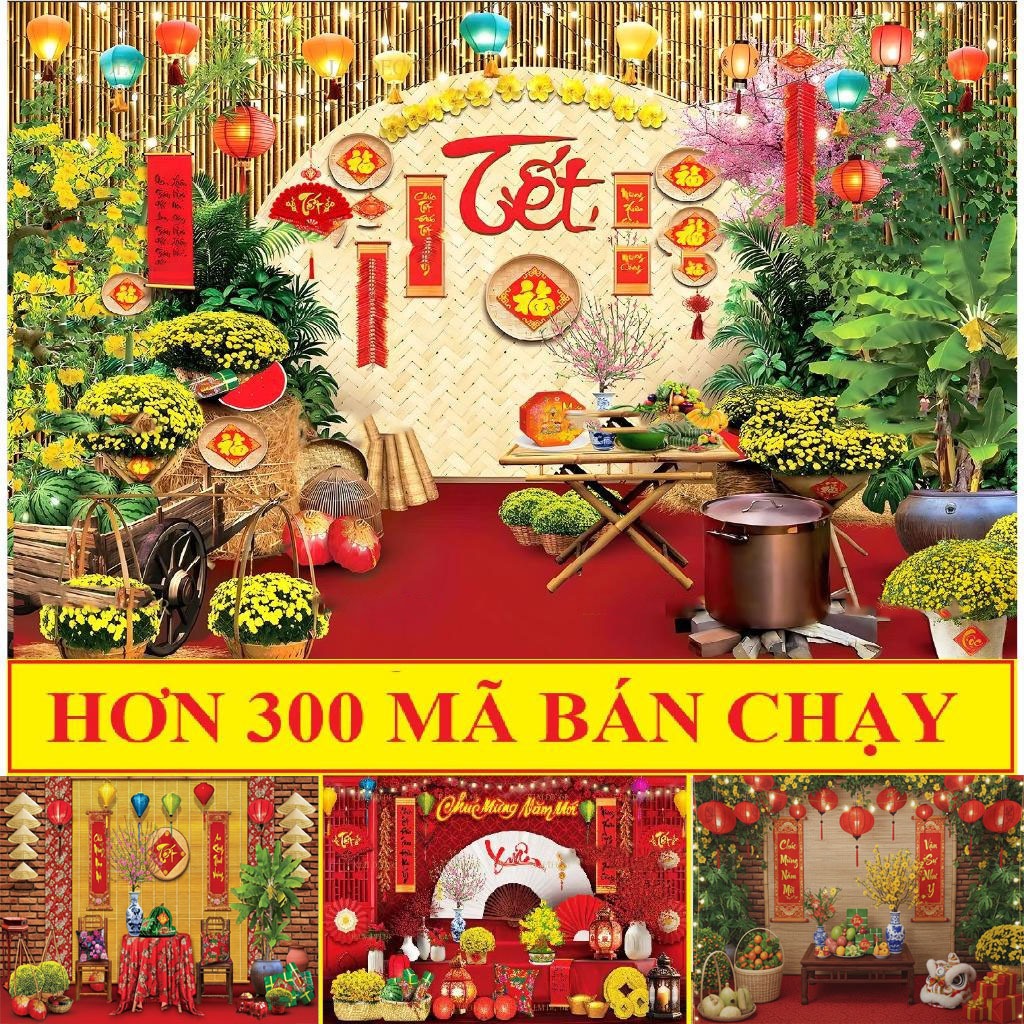 Trang Trí Tết 2026 Mẫu HOT Tranh Vải Decor Trang Trí Tết Phông Nền Tết Bính Ngọ in 6D rõ nét siêu đẹ