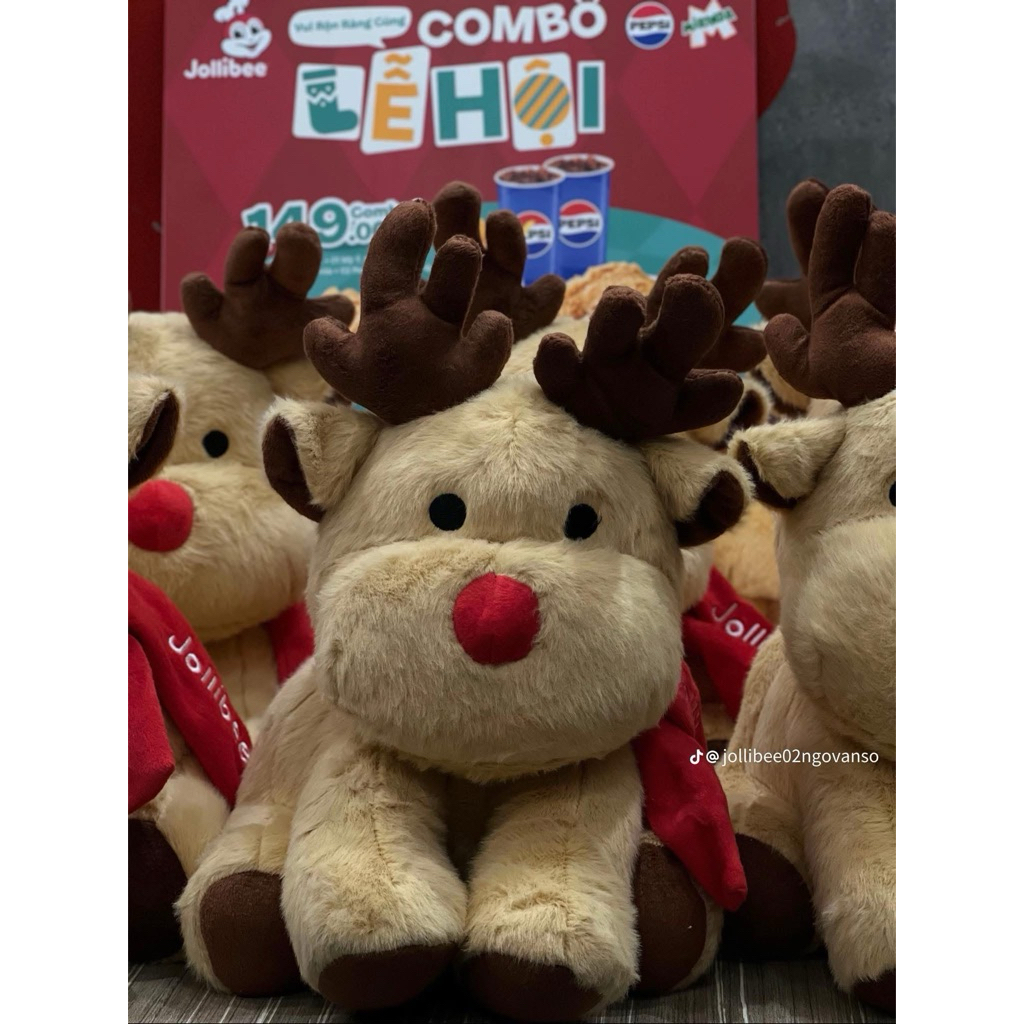 Gấu Bông Tuần Lộc Jollibee 2025 Quà Noel ( Chính Hãng Jollibee ) Có Sẵn Hoả Tốc