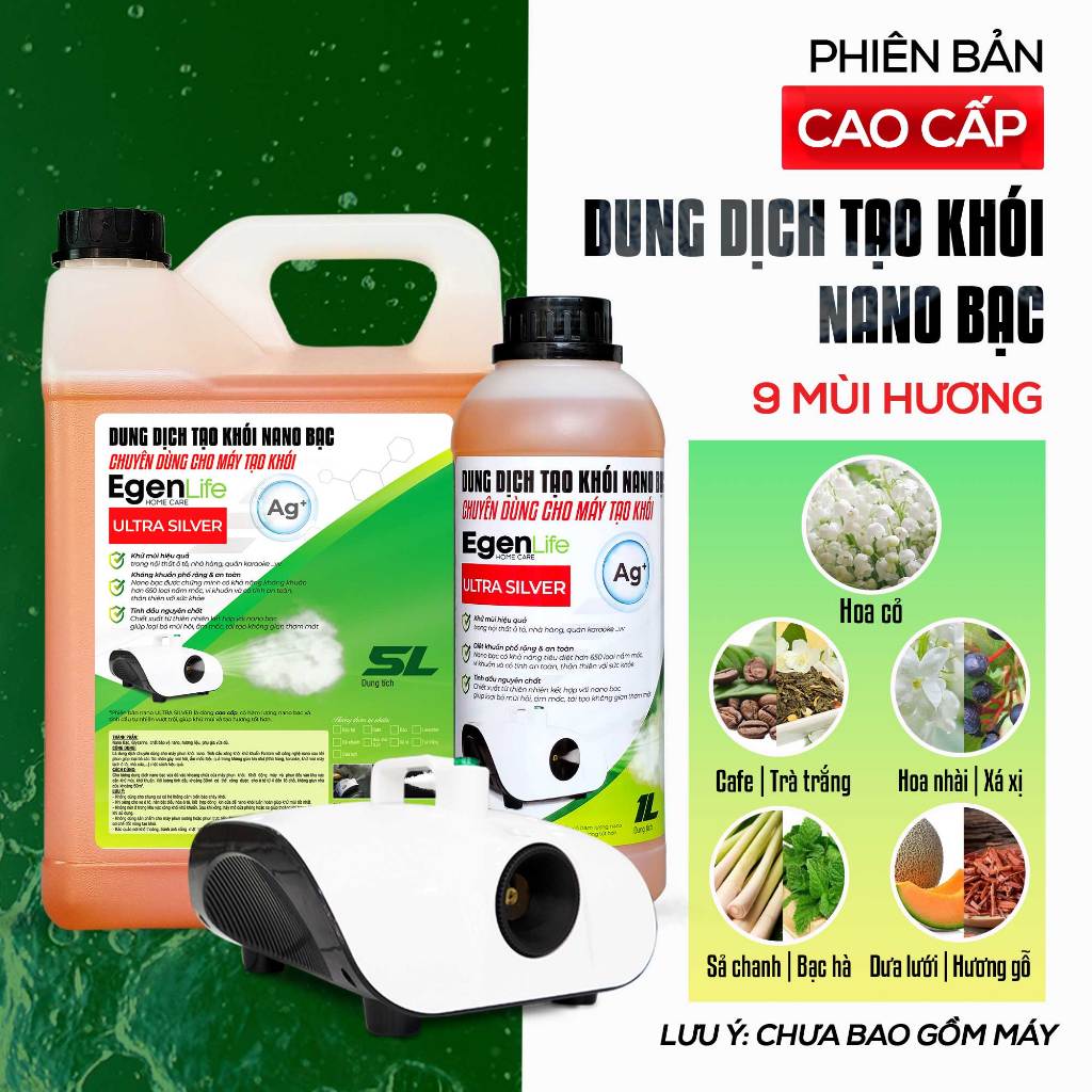 (Cao cấp) Tinh Dầu Xông Khói Nano Bạc EgenLife, Nano bạc tạo khói khử mùi nội thất ô tô, nhà cửa