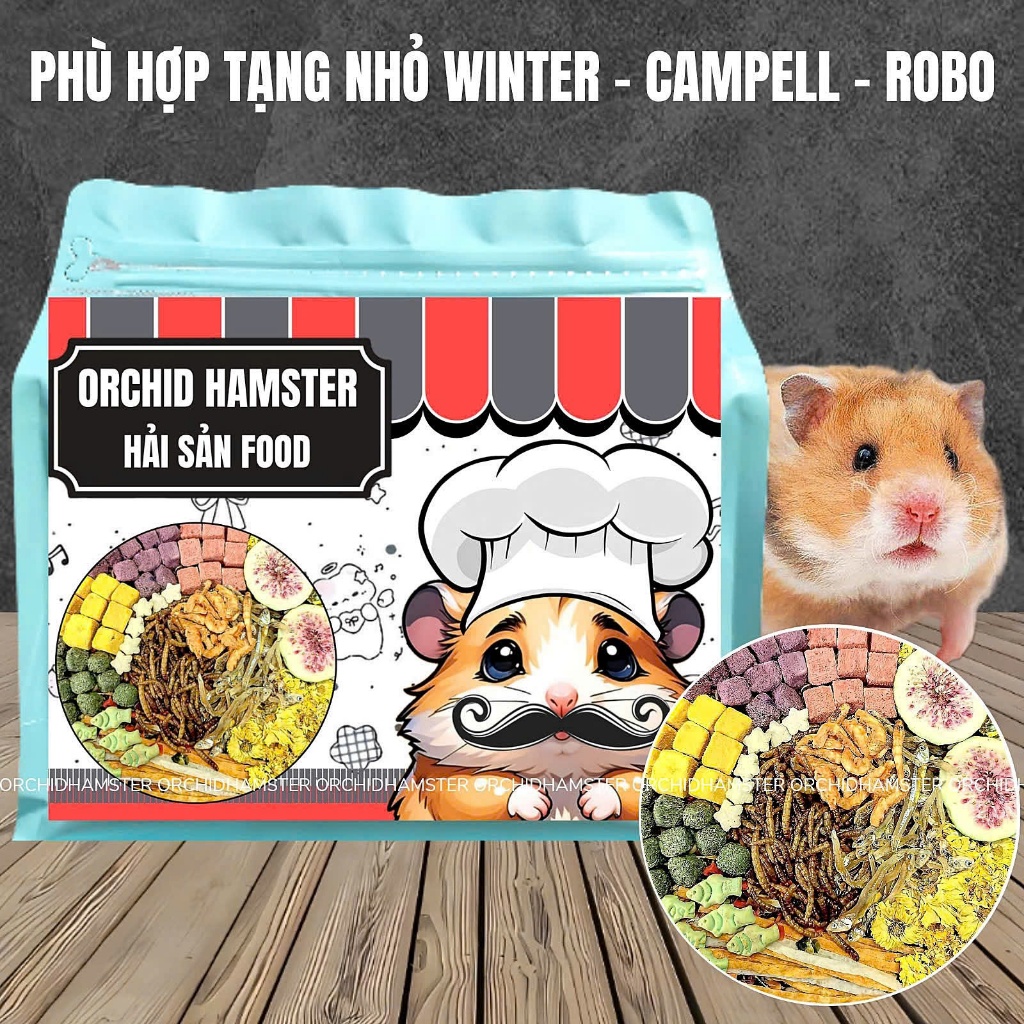 Thức Ăn Hamster ORCHID Hải Sản Cao Cấp Bổ Sung Dinh Dưỡng Toàn Diện Hạt Nhỏ Campel/Winter/Robo