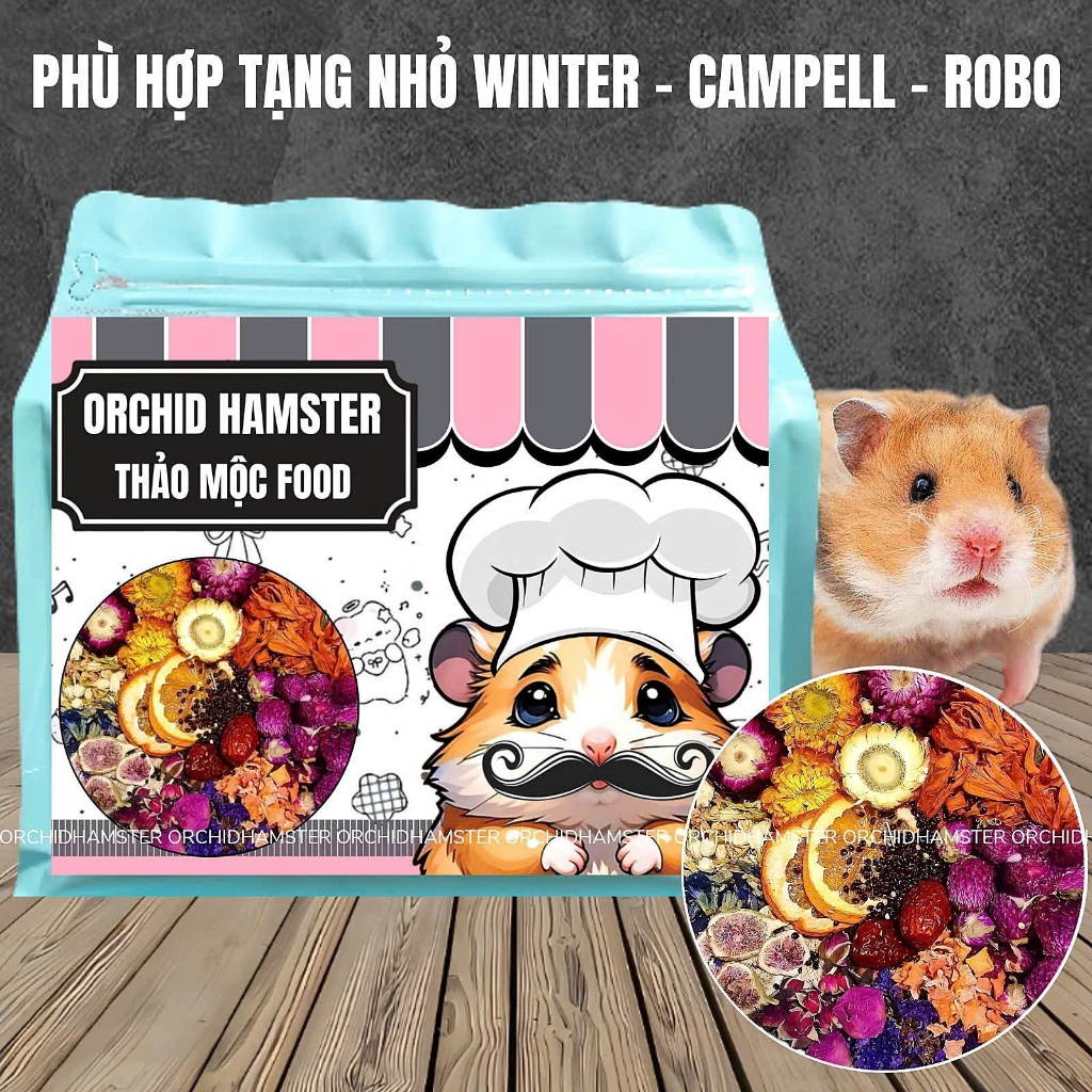 Thức Ăn Hamster ORCHID Thảo Mộc Cao Cấp Bổ Sung Dinh Dưỡng Toàn Diện Hạt Nhỏ Campel/Winter/Robo