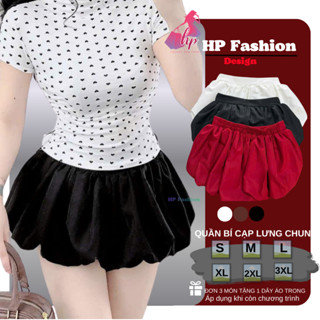  Quần đùi bí dáng ngắn phồng quần kiểu nữ ống bo chun dễ mặc noel tết quanh năm HP95 