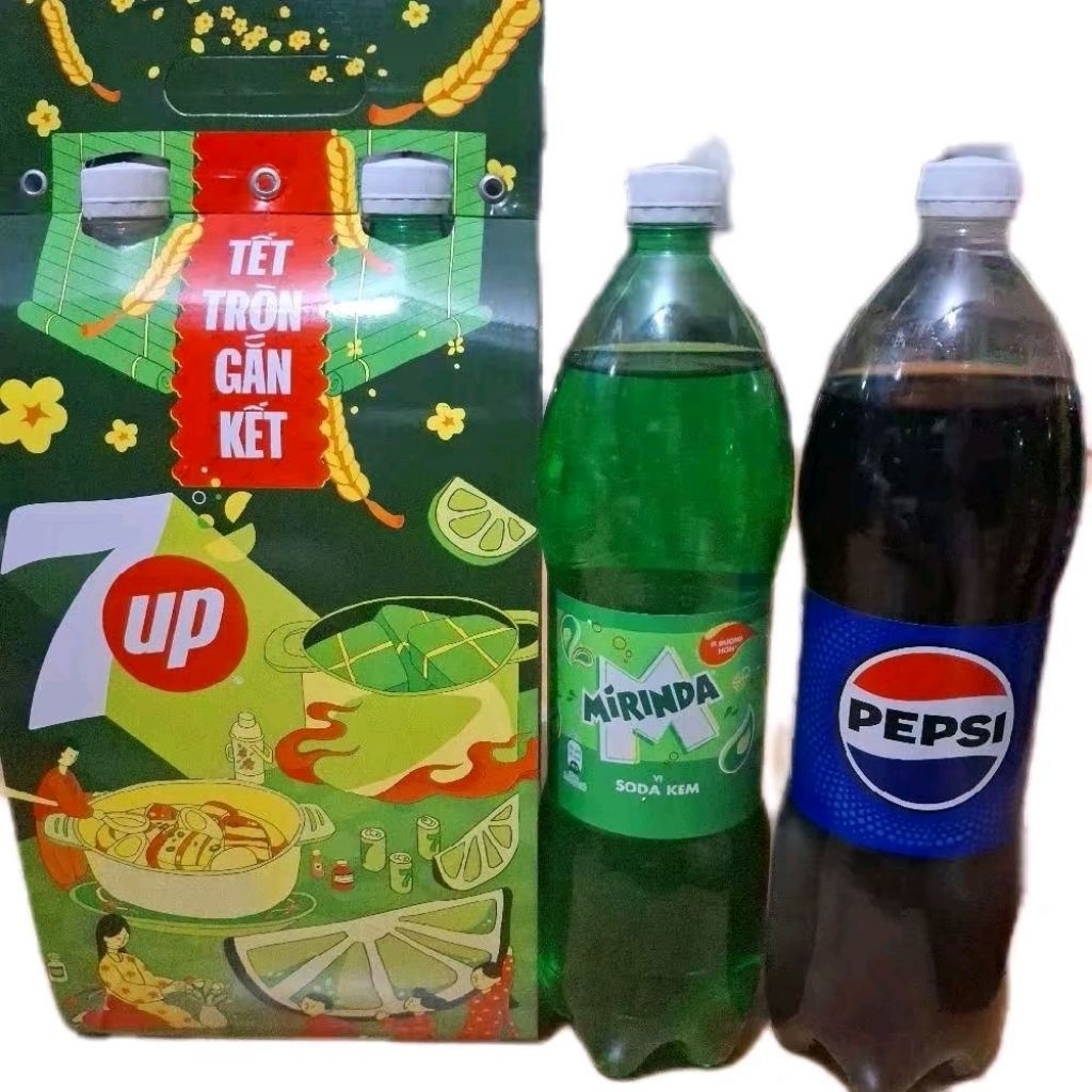 combo 2cặp quà tết nước ngọt mirinda Thái xanh và pepsi gắng kết yêu thương.(cặp 2chai1500ml)đậm đà 