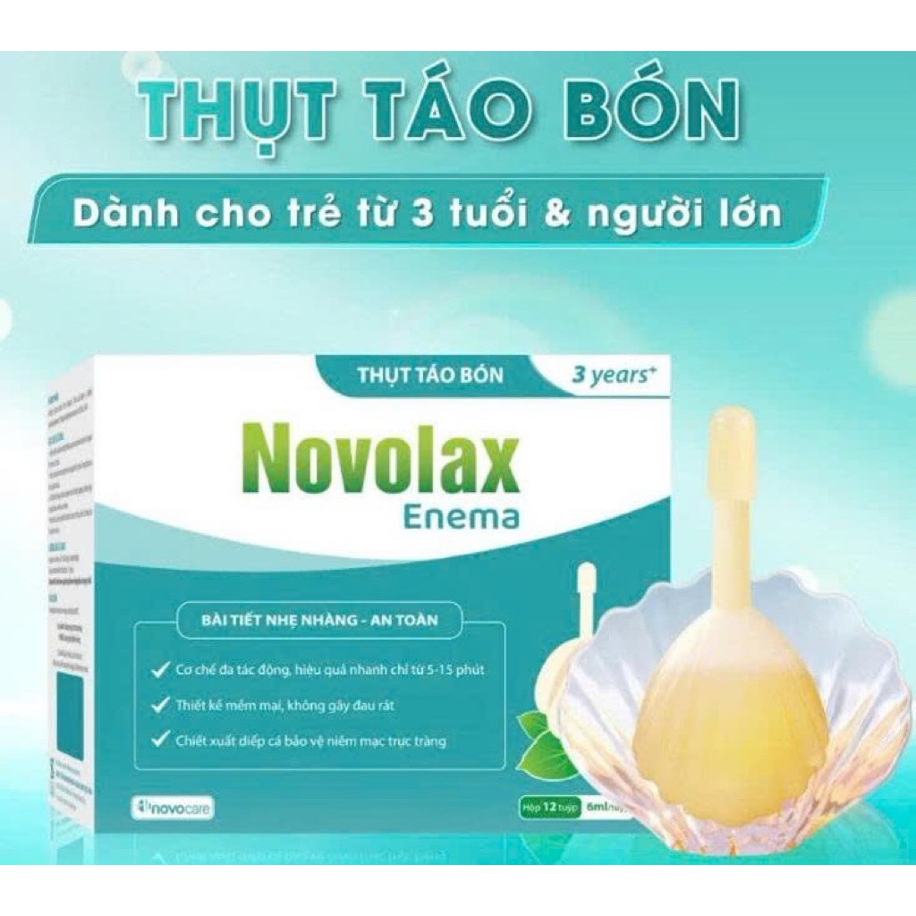 [HÀNG CHÍNH HÃNG] THỤT TÁO BÓN NOVOLAX ENEMA 3+ HỘP 12ỐNG / 6ML