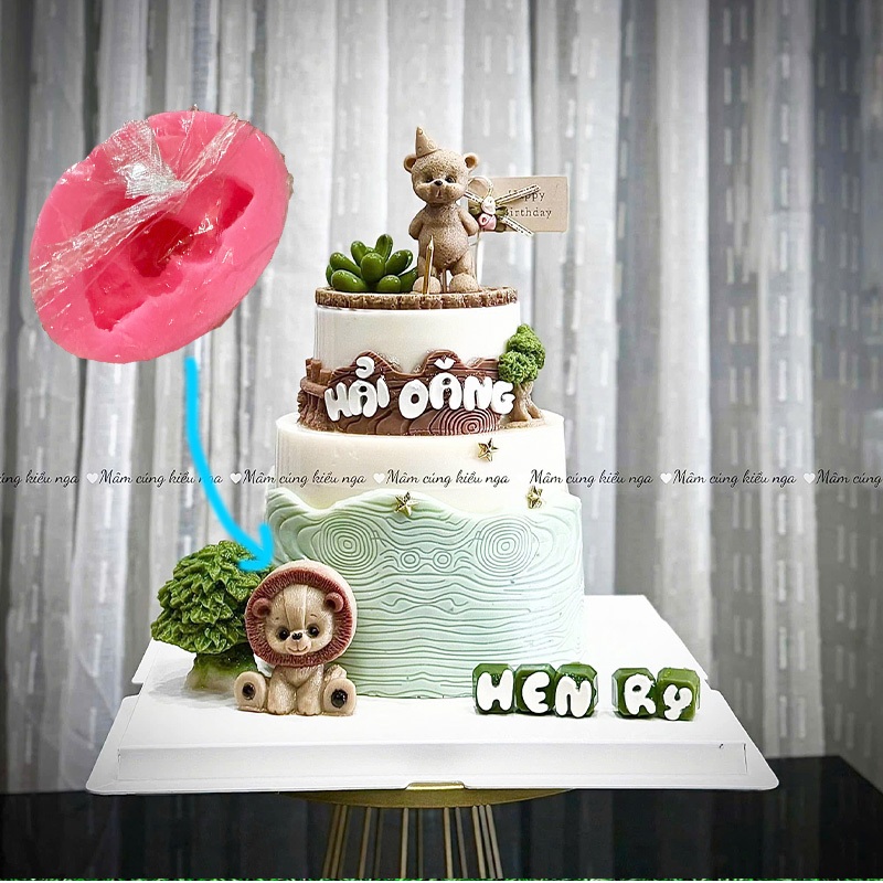 Khuôn silicon con sư tử mã G10 đổ socola - khuôn động vật - khuôn lion - khuôn rau câu