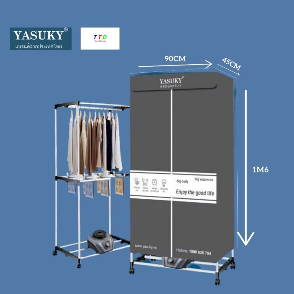 (Deal mở bán)Tủ sấy quần áo Yasuky YK-160 công suất 1500w, màu xám