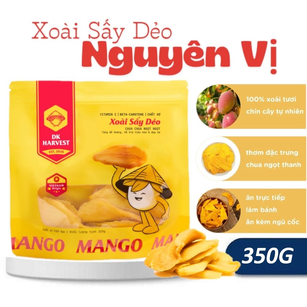 Xoài Sấy Dẻo DK Harvest Soft Dried Mango 350G Vị Nguyên Bản Chua Thanh Ngọt Dẻo