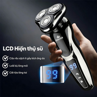 Máy Cạo Râu Mini DELADEP Đa Năng 3 Lưỡi Kép, Màn Hình LED Hiển Thị Pin, Sạc Nhanh 2 Giờ Chống Thấm Nước