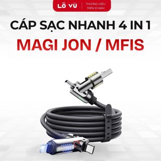  Cáp sạc nhanh 4 trong 1 MAGI JON  Mfis PD 3.1 max 240W Tích hợp đèn RGB - levu01 lỗ vũ vuabanlo 