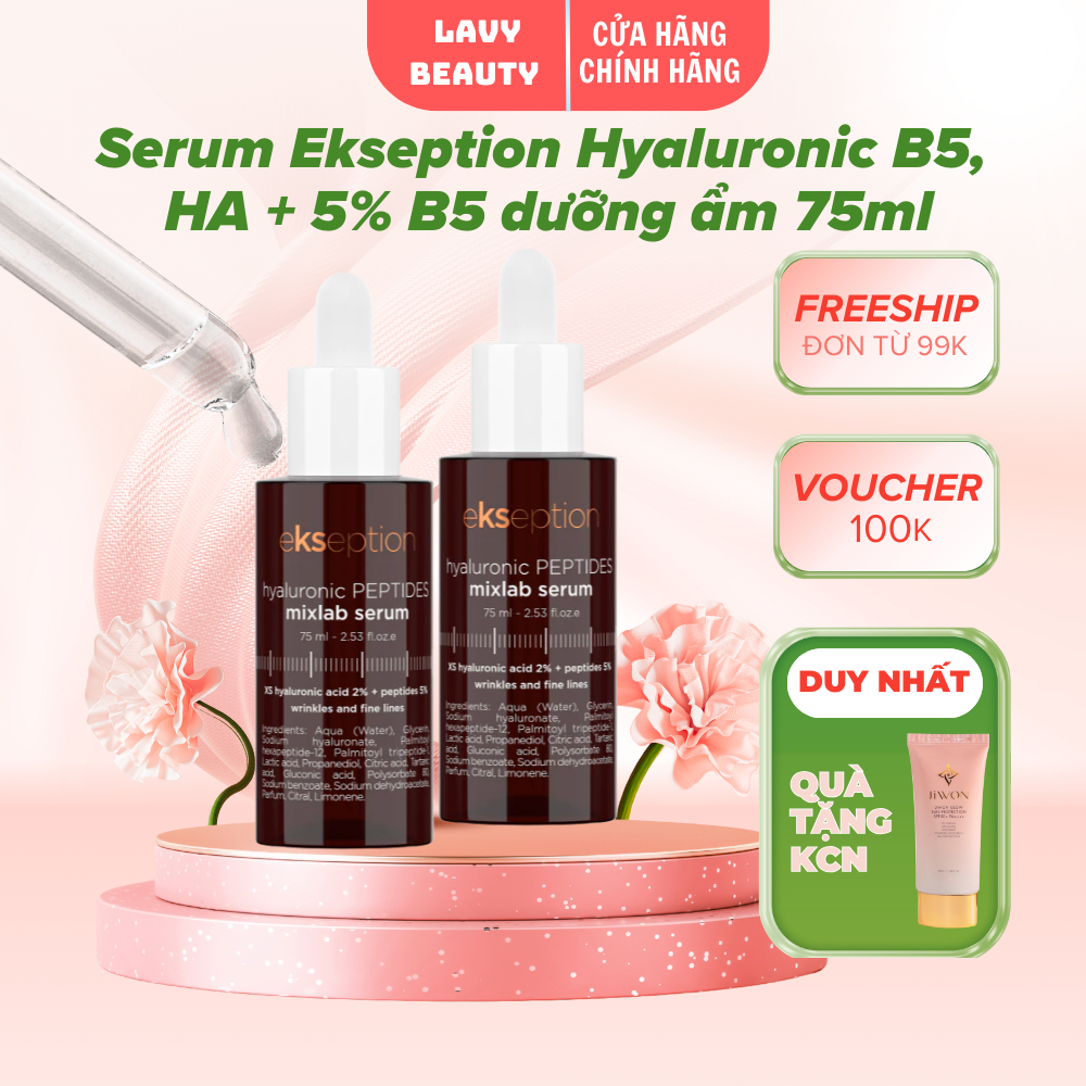 Serum Ekseption Hyaluronic B5, HA + 5% B5 dưỡng ẩm phục hồi da 75ml