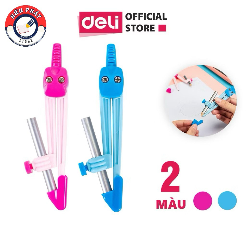 Compa học sinh Deli, Hồng/Xanh - 1 hộp - E8621