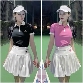  Set Bộ Váy Thể Thao Xếp Ly Và Áo Polo Tay Ngắn LINING Chơi Cầu Lông Pickleball Tennis Golf 