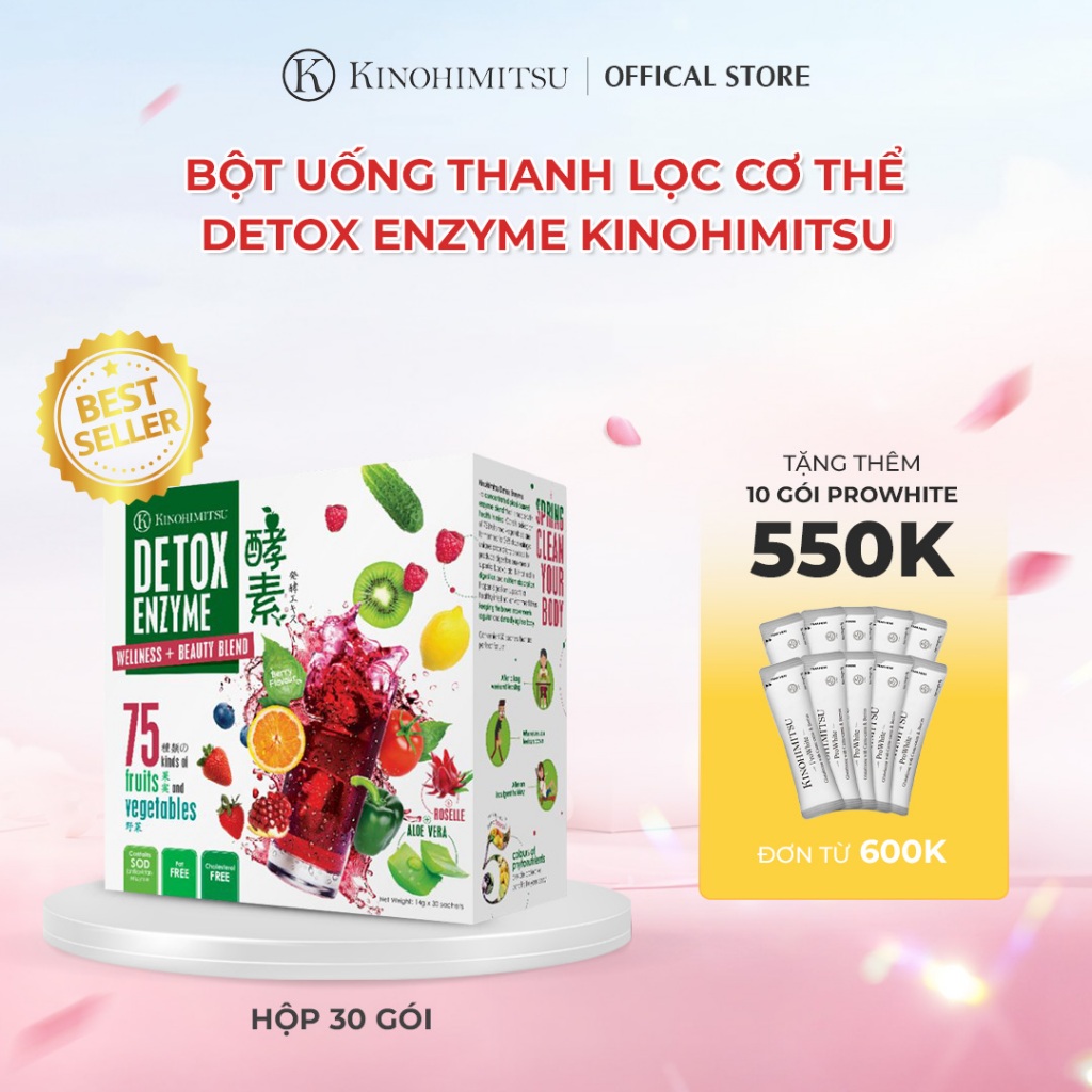 Bột uống Detox Enzyme Kinohimitsu thanh lọc cơ thể, hỗ trợ giảm cân, táo bón 14g