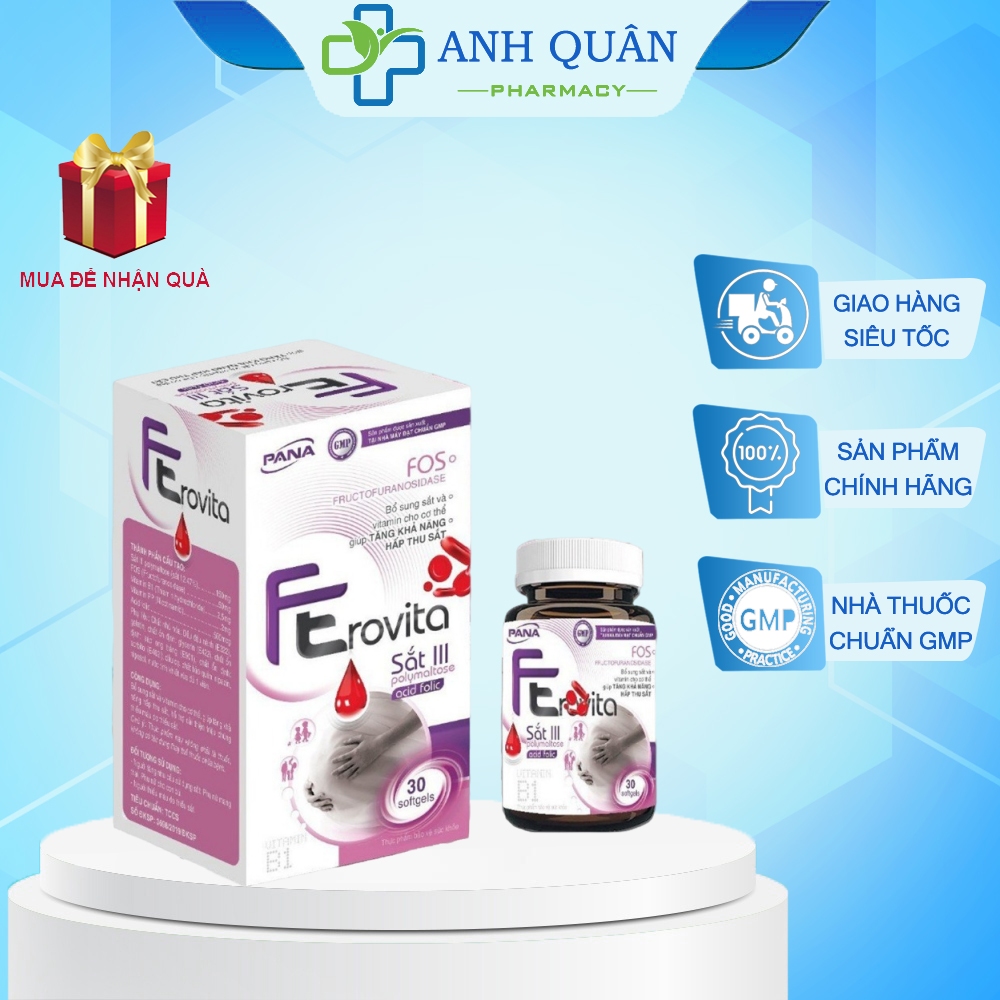 Sắt bầu FEROVITA 30 viên uống bổ sung sắt acid folic cho bà bầu hỗ trợ tạo máu giảm mệt mỏi (hàng ch