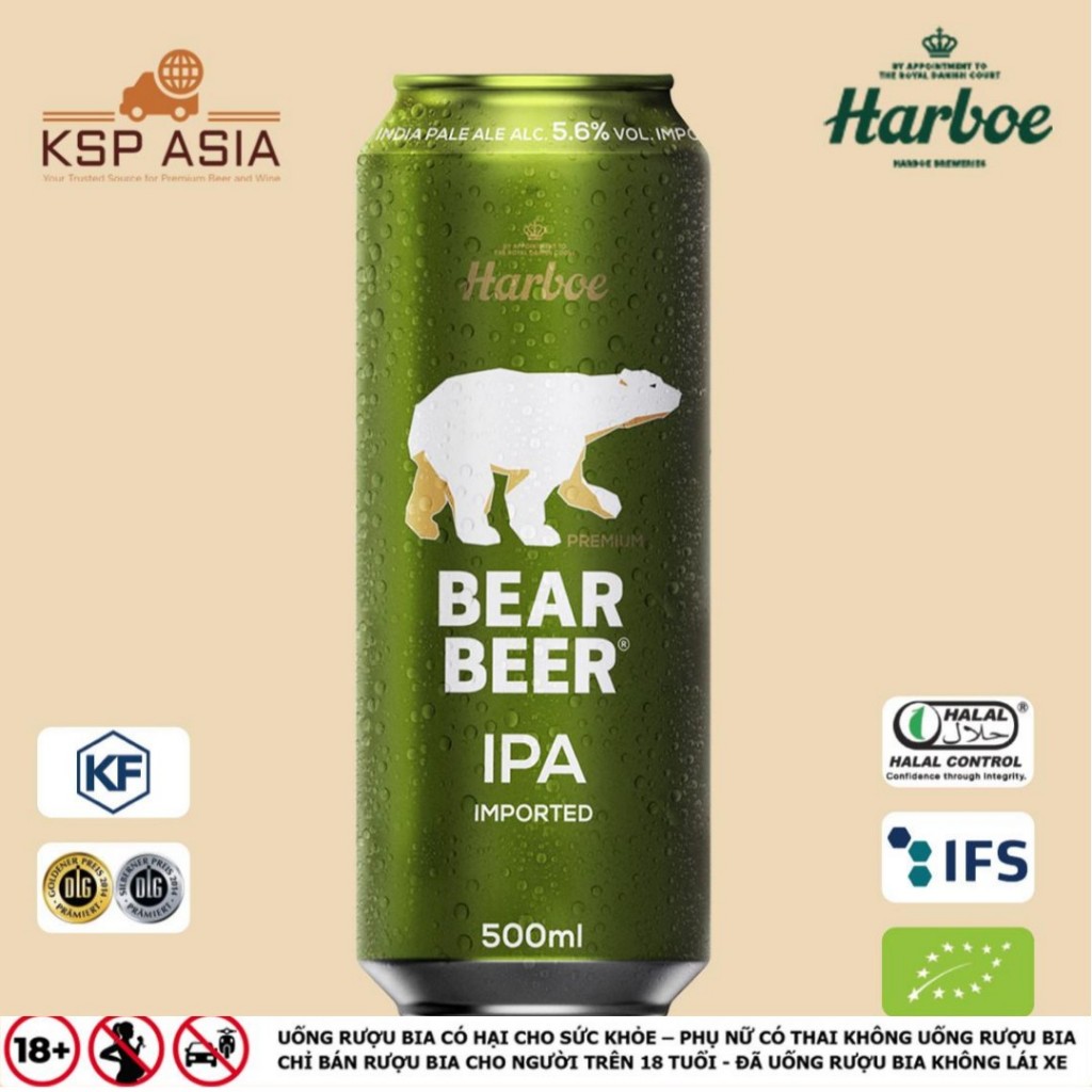 [HỎA TỐC HCM] Bia Gấu Harboe Bear Beer IPA 5.6% 1 Lon 500ml