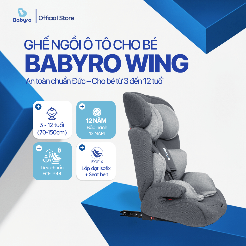 Ghế ngồi ô tô cho bé Babyro Wing