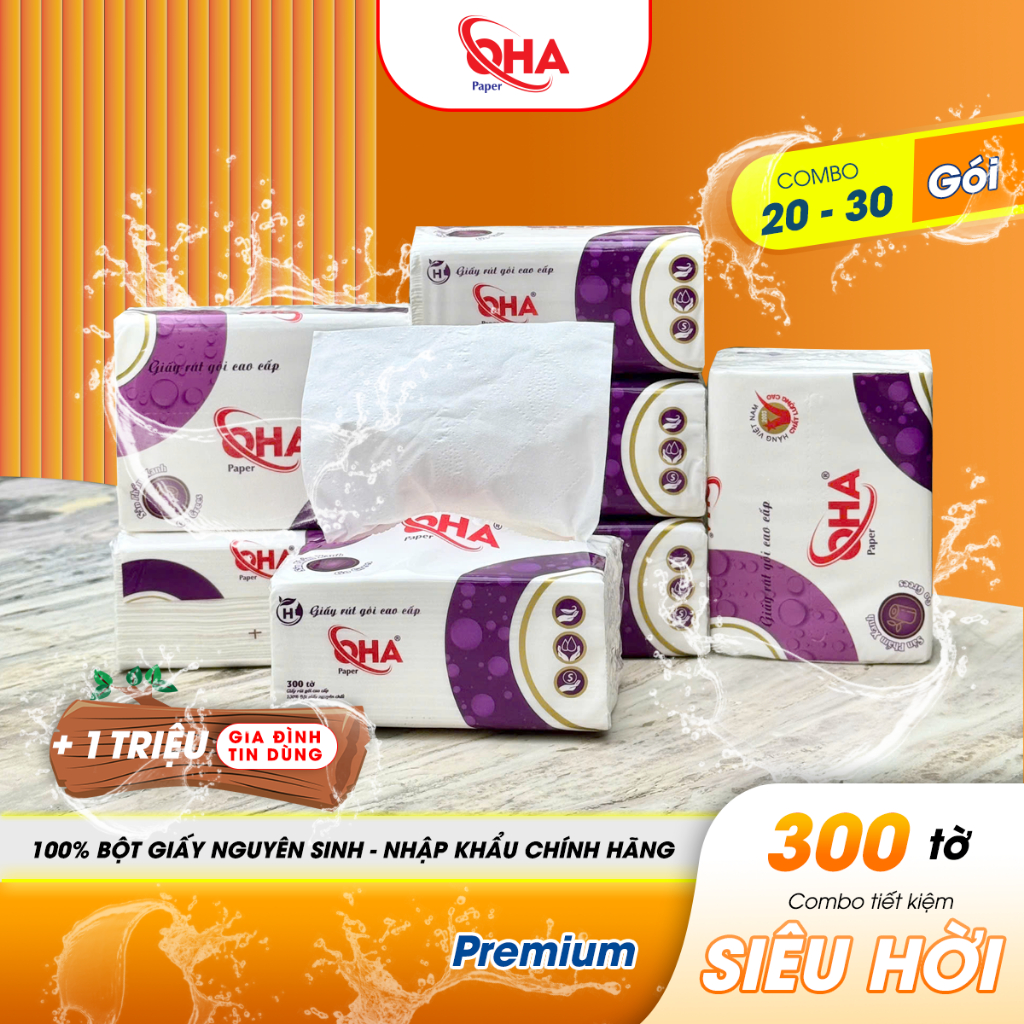 [Combo 30 gói] giấy rút gói mini cao cấp OHA, Giấy không mủn, dai mịn, chất lượng cao 30 gói/20 gói