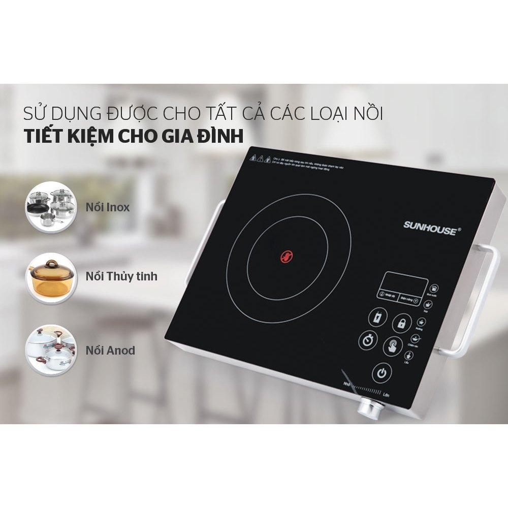 Bếp Hồng Ngoại Cảm Ứng Sunhouse SHD6017 -  Bảo Hành 12 Tháng - Mặt Bếp Chịu Nhiệt Lên Đến 800°C