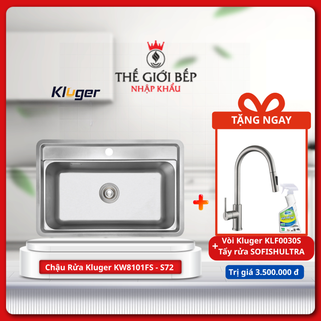 [TẶNG VÒI] Chậu rửa bát Kluger KW8101FS - S72 Tiện Lợi, Chống Ồn Hiệu Quả, Thiết Kế Hiện Đại
