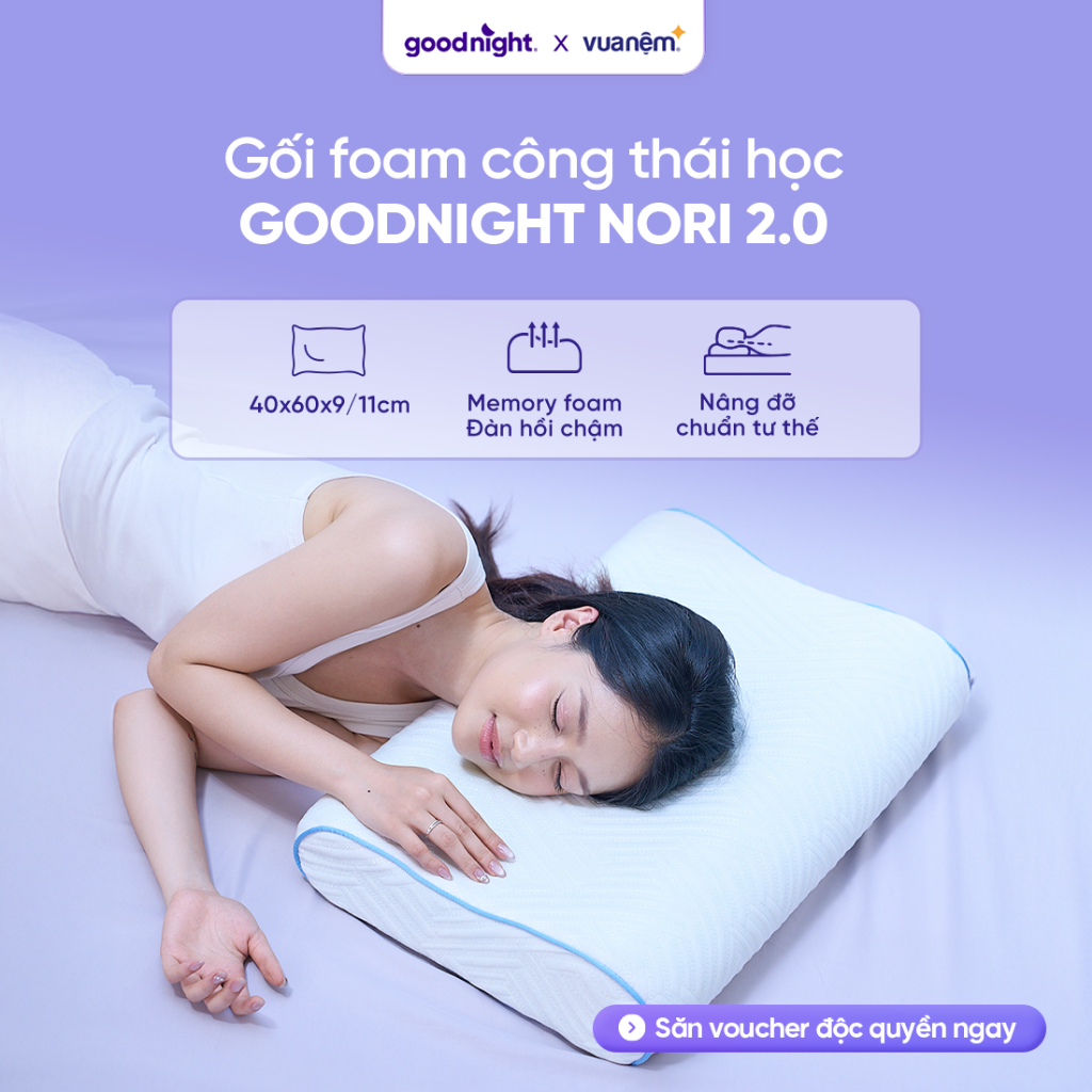 Gối Foam Goodnight Nori 2.0, gối nâng đỡ cổ vai gáy, gối công thái học, gối vũ trụ | BigBuy360 - bigbuy360.vn